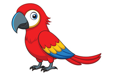 Colorful Red Macaw bird on white background.