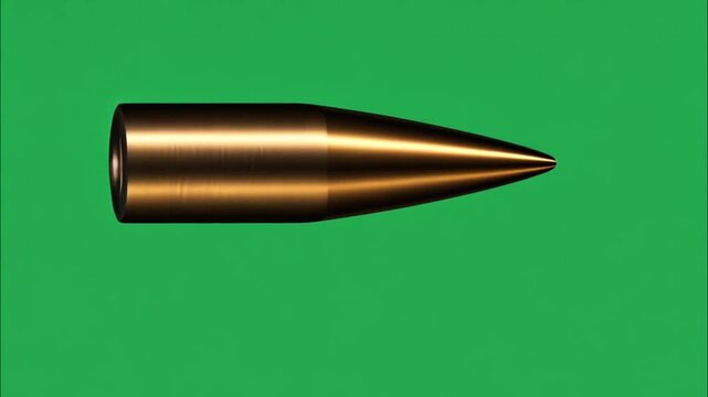 Realistic bullets on green screen background for video editing, special effects, and cinematic use