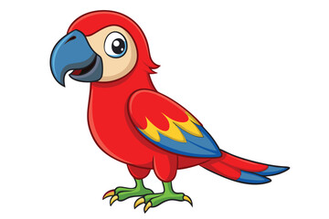 Colorful Red Macaw bird on white background.