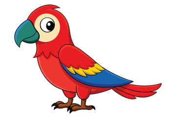 Colorful Red Macaw bird on white background.