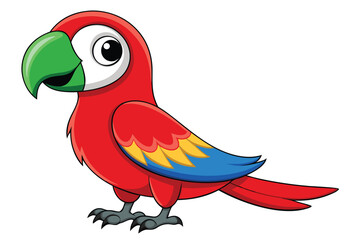 Colorful Red Macaw bird on white background.