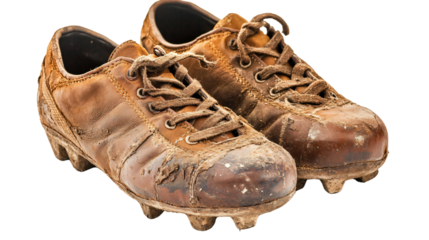 Vintage Dirty Football Shoes Isolated on White Background for Sports Collection