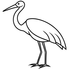 Graceful Stork Line Drawing