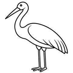 Graceful Stork Line Drawing