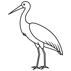 Graceful Stork Line Drawing