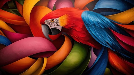 Obraz premium Colorful Parrot in Abstract Swirling Design