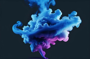 Vivid blue smoke cloud isolated on background	