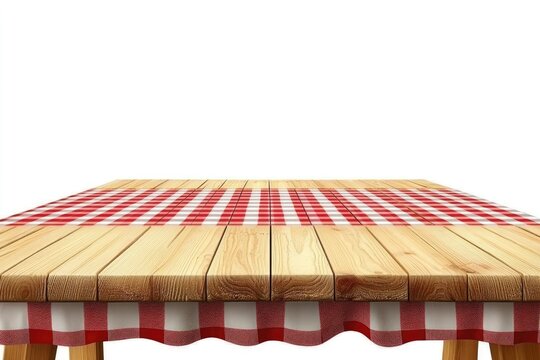 Wooden table with checkered tablecloth (3)