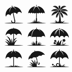 Obraz premium very simple flat and single minimalist Umbrella Stand Silhouettes in black on a white background 