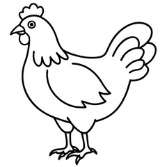 Minimal Chicken Outline Artwork