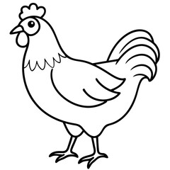 Minimal Chicken Outline Artwork