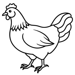 Minimal Chicken Outline Artwork