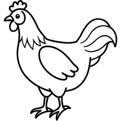 Minimal Chicken Outline Artwork