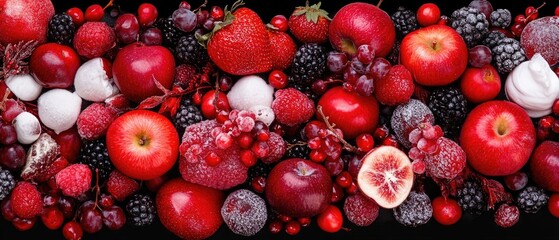 Vibrant array of red fruits and berries