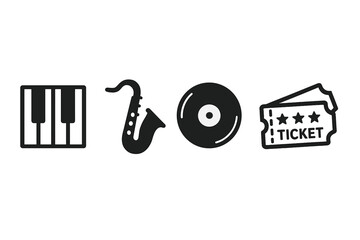 Instruments, media, and events merged with nostalgic and contemporary styles to create distinctive icons