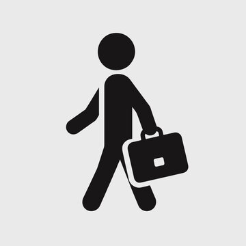  very simple flat and single minimalist Briefcase Stick Figure Silhouettes in black on a white background 