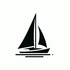  very simple flat and single minimalist Sail Boat Silhouettes in black on a white background 