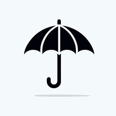  very simple flat and single minimalist Closed Umbrella Silhouettes in black on a white background 