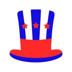 4 July top hat vector illustration isolated on white