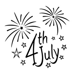 vector illustration of 4 July Independence day isolated on white