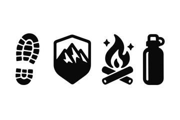 Icons of adventure that depict crucial wilderness symbols