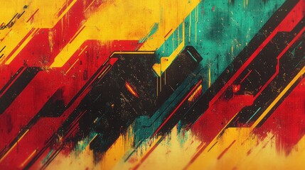Abstract vibrant design with layered shapes and colors