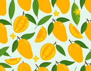 Summer fruits. Vector modern stylish illustration of fruits, pattern for plant background