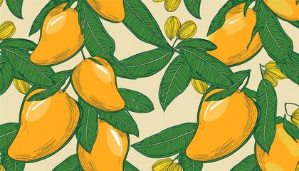 Summer fruits. Vector modern stylish illustration of fruits, pattern for plant background