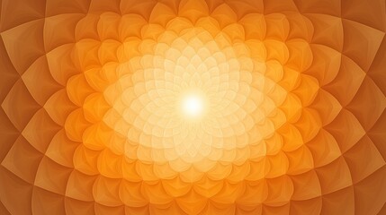 A digital art piece featuring a radiant orange and yellow floral pattern.