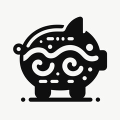  very simple flat and single minimalist Piggy Bank Silhouettes in black on a white background