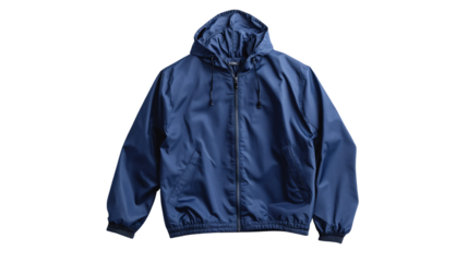 Stylish Navy Blue Windbreaker Mockup Front View on White Background