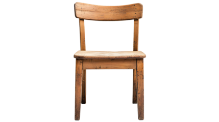 Vintage Wooden Chair Isolated on White Background - Elegant Old Furniture Photography