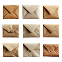 Envelopes isolated on transparent background.