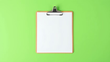 Isolated on Green Screen Background Clipboard Featuring a Blank White Sheet of Paper Perfect for Presentations and Office Use Ideal for Mockups Isolated Studio Shot