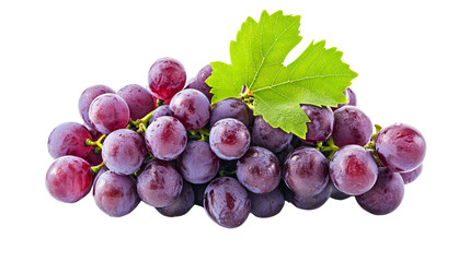 Fototapeta premium Vibrant Ripe Juicy Purple Grape Cluster Isolated on White Background