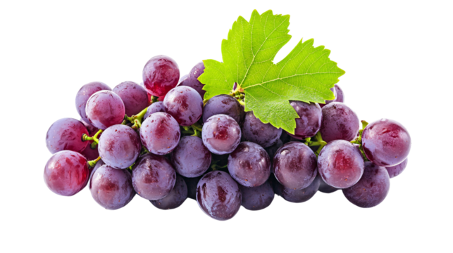 Vibrant Ripe Juicy Purple Grape Cluster Isolated on White Background