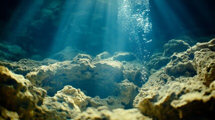 Naklejka premium Vibrant Coral Reef Seabed in Clear Waters