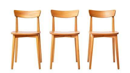 Modern Scandinavian Style Wooden Chair on White Background
