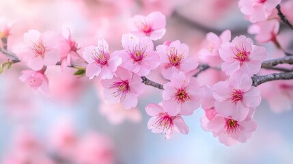 Pink Cherry Blossoms in Full Bloom, Symbolizing Spring, Renewal, and Natural Beauty