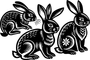 black and white rabbit