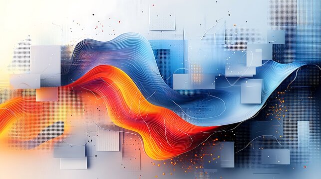 Futuristic flowing shapes and grids high resolution picture
