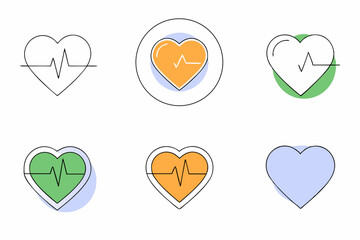 set of heart icons