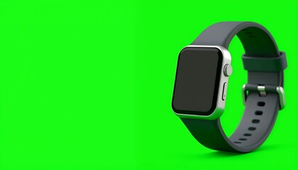 Smartwatch With Gray Band Isolated On Green Screen Background For Promotion And Advertisement Digital Mockup Technology Times Wearable Accessory