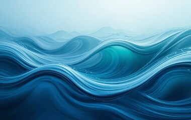 Fototapeta premium An abstract painting of ocean waves in shades of blue and green