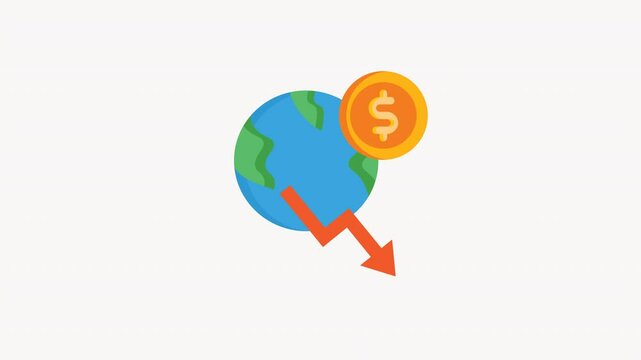 Economy downturn world with a dollar sign and an arrow pointing down new title economy downturn signals a downward trend for the global economy. Suitable for financial presentations.
