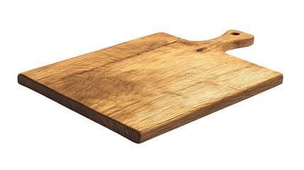 Wooden Cutting Board Tilted Angle Isolated on White Background