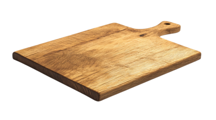Wooden Cutting Board Tilted Angle Isolated on White Background