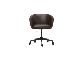 Fototapeta premium leather chair with wheels front view without shadow 3d render