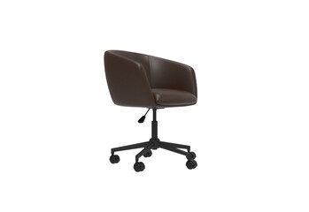 Fototapeta premium leather chair with wheels angle view without shadow 3d render