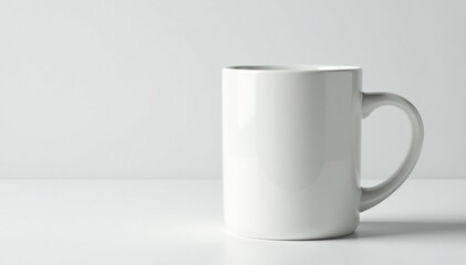 Obraz premium Classic white mug, handle visible, clean background, isolated, crockery